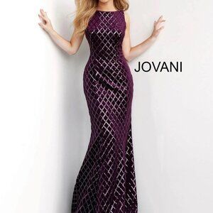 Jovani Sleeveless Velvet Sequin Mermaid Dress New with Tags Size 4